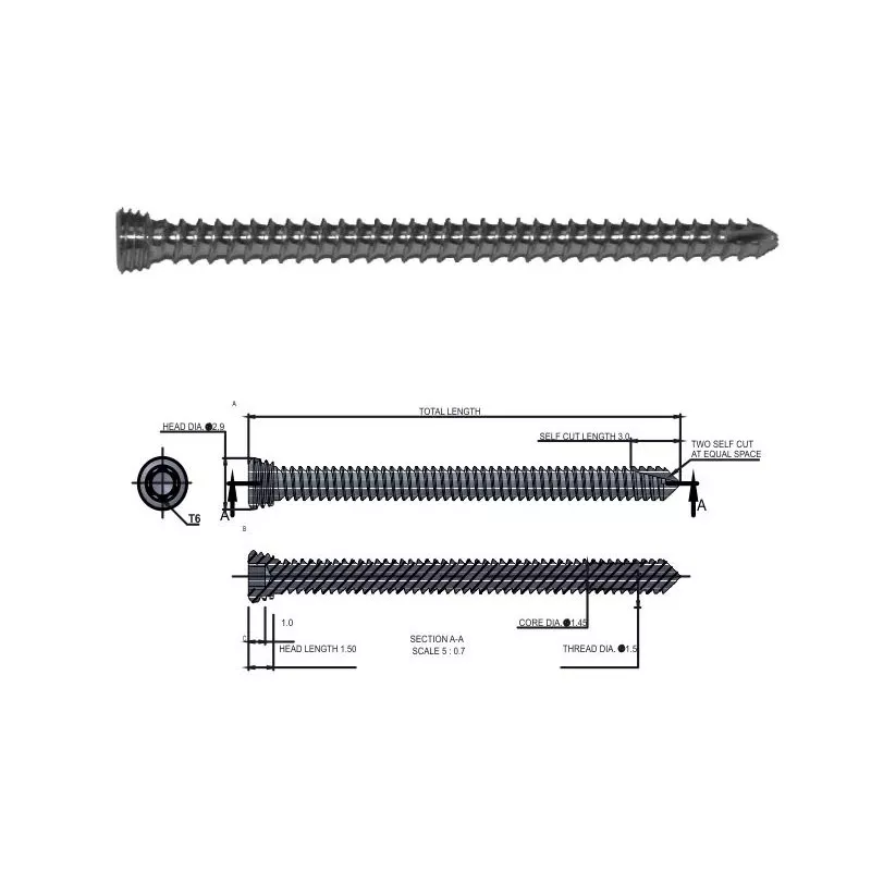 1.5mm Locking Head Screw- Self Tapping- Star drive- Titanium